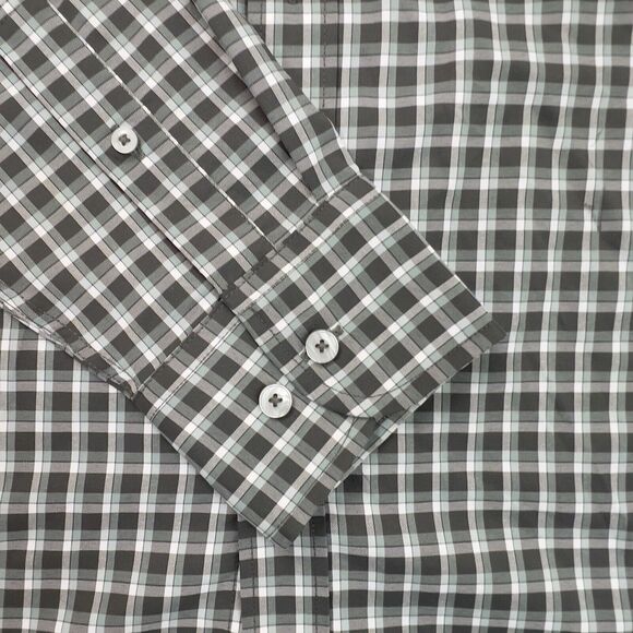 UNTUCKIT Shirt Mens Medium Green Plaid Slim Fit Long Sleeve Performance - Picture 7 of 10